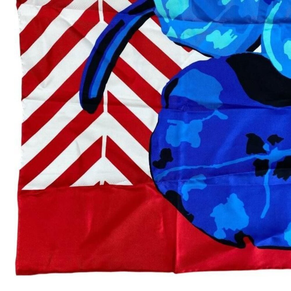 Christian Dior 22 Flp070 I615 2022 Flower Pop Scarf Silk Red Blue Pink - Picture 5 of 8